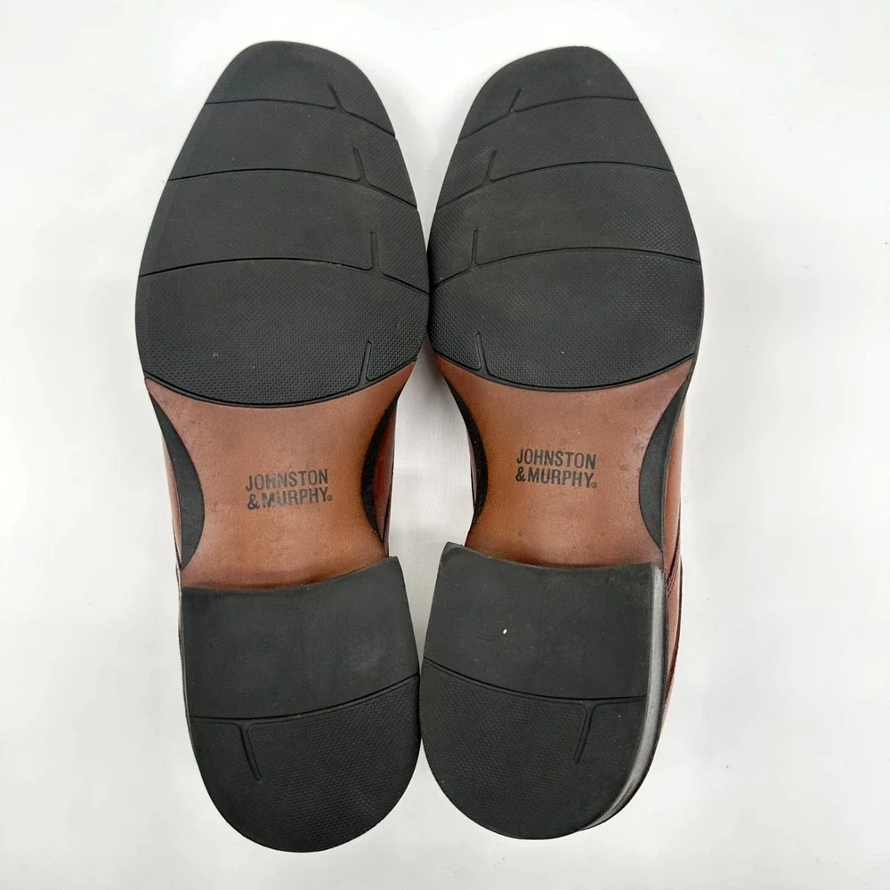 Johnston & Murphy Men's Brown Leather Larsey 2cap Oxford Dress Shoes 10M – & Box